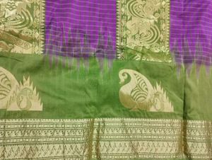 Purple Mangalagiri Checks Cotton Silk Handloom