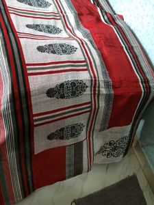 GentlyUsed Red&amp;White&amp;Black stripes Saree with Blou
