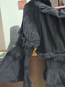 Black Off-Shoulder Ruffle Top