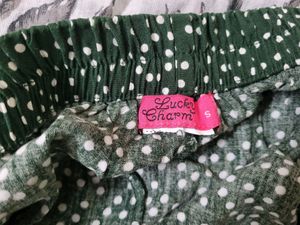 Dark Green Polka Dot Mini Skirt