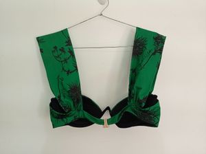 Green Floral Print Bra