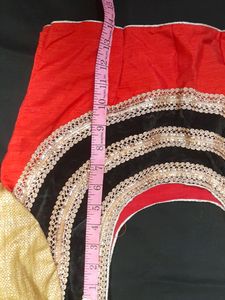 Golden Red Saree With Blouse