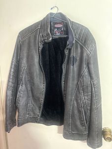 Vintage Gray Faux Leather Jacket