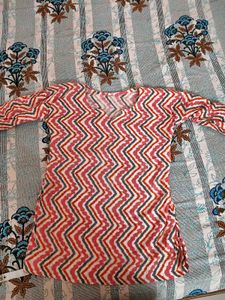 Zig-Zag Patterned Pink Kurti
