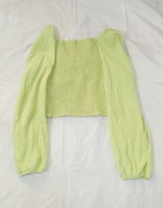 Bow Crop Top In Floresents green colour