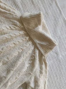 Cream Cable Knit Turtleneck Sweater