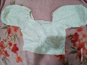 White Puff Sleeve Crop Top