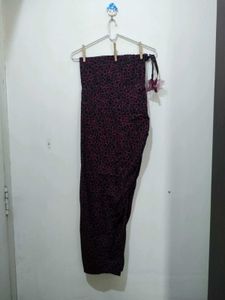 Dark Pink Fern Print Kurta Pajama Dupatta Black