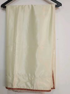 Half White Silk Saree Having Maroon Lace
