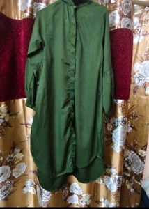 Green Button-Up Long Sleeve Tunic