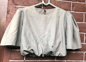 Grey Puff Sleeve Crop.