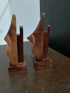 Combo of 2 Wooden Head Sculptures