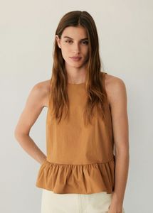 Mango Sleeveless Peplum Blouse Classic Round Neck