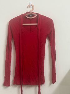 Red Long Sleeve Top