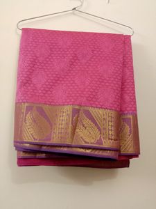 Pink And Blue Pattern Saree For Women's