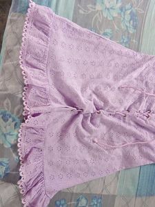Lavender Eyelet Lace-Up Mini Dress