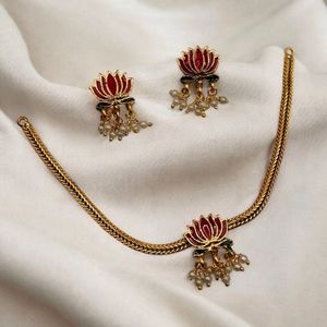 Lotus Necklace and Earrings Set