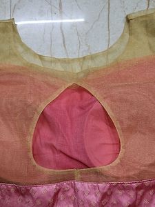 Pink &amp; Gold Boat Neck Party Blouse