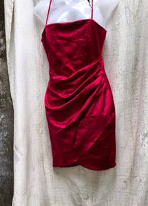 I. Red Ruched Bodycon Dress