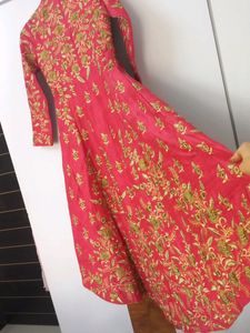 Red Embroidered Anarkali Dress