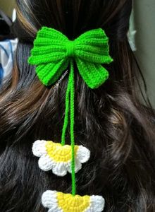 Crochet Bow Hairstyle Clip.