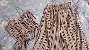Striped Crop Top &amp; Pants Set