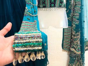 Green Embroidery &amp; Zardozi Work Lehengacholi