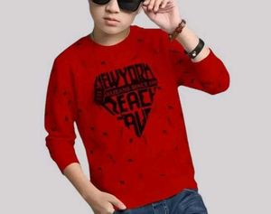 Boys Typography Printed Cotton Blend Regular Tshir