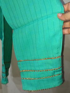 Sea Green Suit, Round Neck With Lace, Design Sleev
