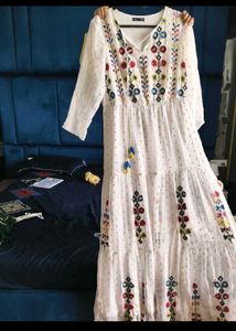 Boho Embroidered white Maxi Dress