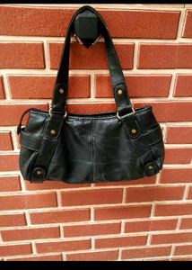 Classic Black Leather Shoulder Bag