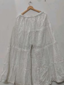 White Embroidered Palazzos