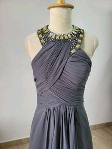 Elegant Navy Halter Gown