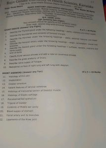 Basic Anatomy Including Histology Question Papers