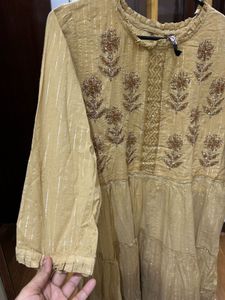 Beige/brown Tiered Ethnic Gown