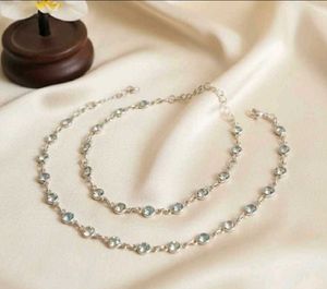92.5 Silver Blue Topaz Anklets (3 In 1)