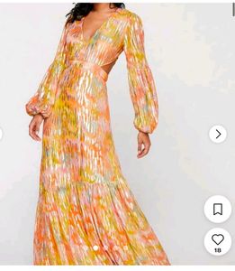 Metallic Blurred Floral Open Back