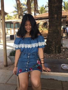 Blue Off-Shoulder Top