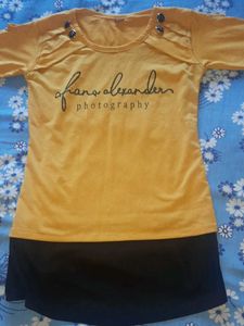 Yellow & Black Color Block Top