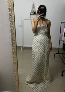 Silver Rhinestone Beaded Cocktail GOWN