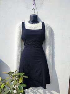 Shein Solid Square Neck Skater Mini Dress
