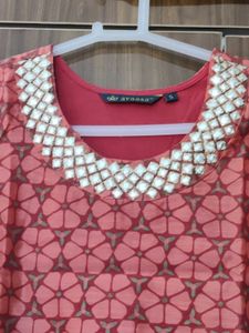 Orange Embellished Kurta