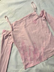 Pink Cold Shoulder Top
