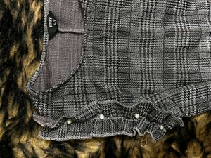 Gray Plaid Mini Dress with Ruffle Detail