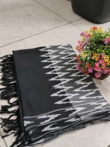 Pure Ikkat Cotton Black And White Dupatta
