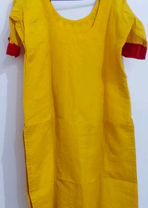 Beautiful Yellow Kurti With Embroidery For Women