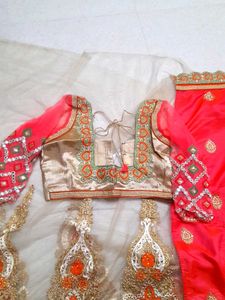Designerhalf And Half Net Saree.with Blouse