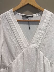 White V-Neck Mini Dress