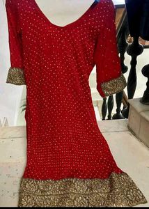 Red &amp; Gold Embellished Kurti