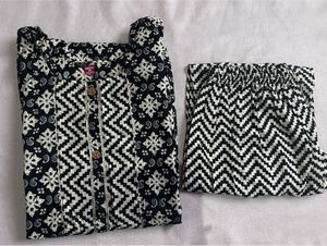 Black Printed Kurta Set